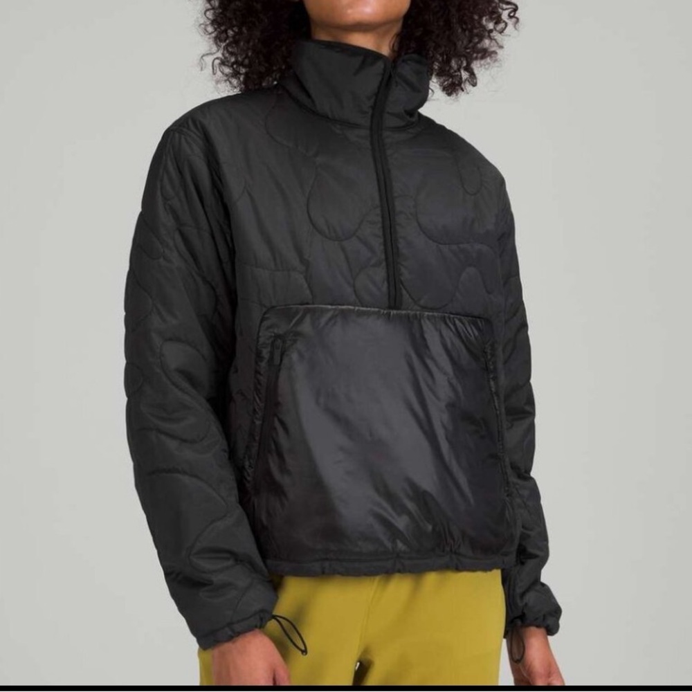 Lululemon Heathered Black Insulated Quilted Pullover Jacket Size 4 51958